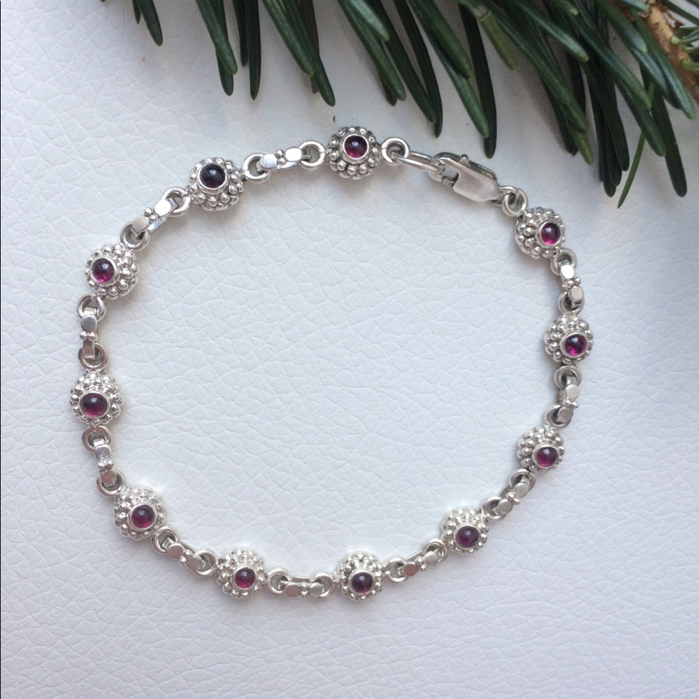 925 Sterling Turmaline Flower Design Bracelet